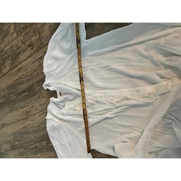 Free People Women's White Jeanette Lace Trim Gauze Tunic Mini Dress Size Medium - Picture 4 of 6